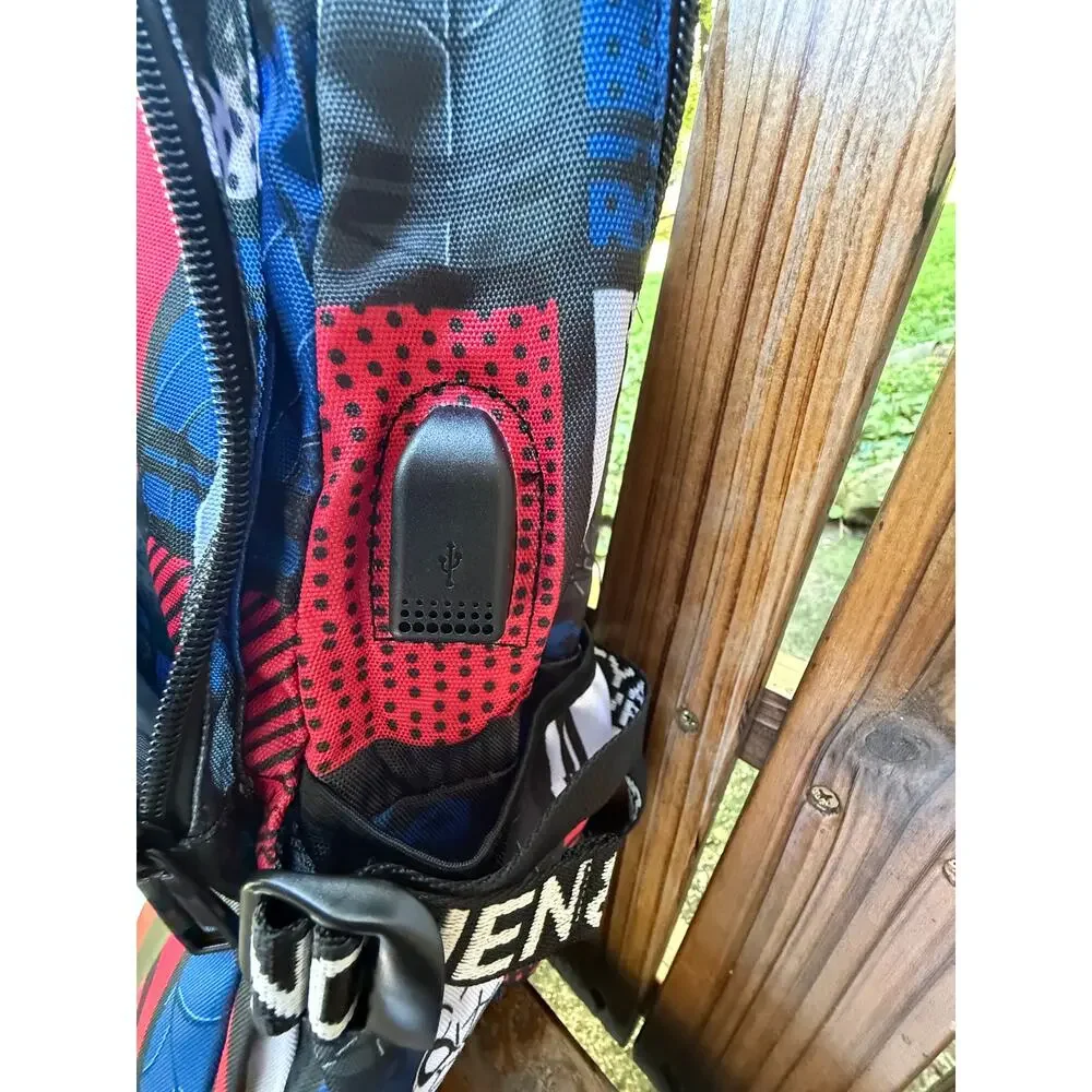 Shark Mouth x Spiderman Comic School Backpack USB Waterproof Light NWOT
